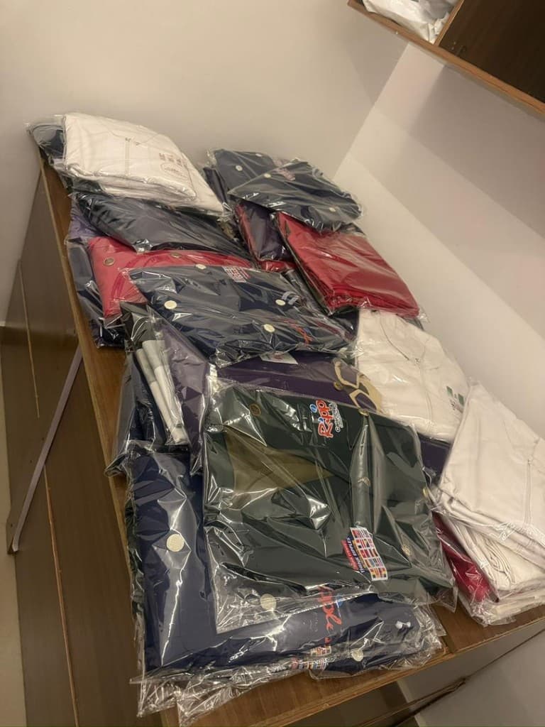 Professionally packaged dry-cleaned garments in assorted colours